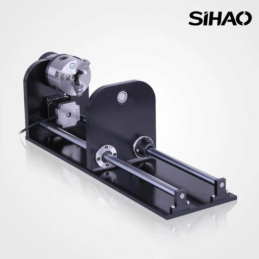 SIHAO Rotary Cutter and Engraver Attachment with 3-Jaw Spindle and 230 mm Track for 50W 60W 80W 100W 130W CO2 Laser Engraving Machine Rotary Tool Accessory - SIHAOTEC Laser