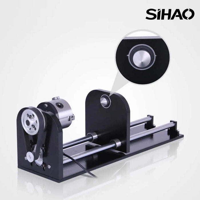 SIHAO Rotary Cutter and Engraver Attachment with 3-Jaw Spindle and 230 mm Track for 50W 60W 80W 100W 130W CO2 Laser Engraving Machine Rotary Tool Accessory - SIHAOTEC Laser