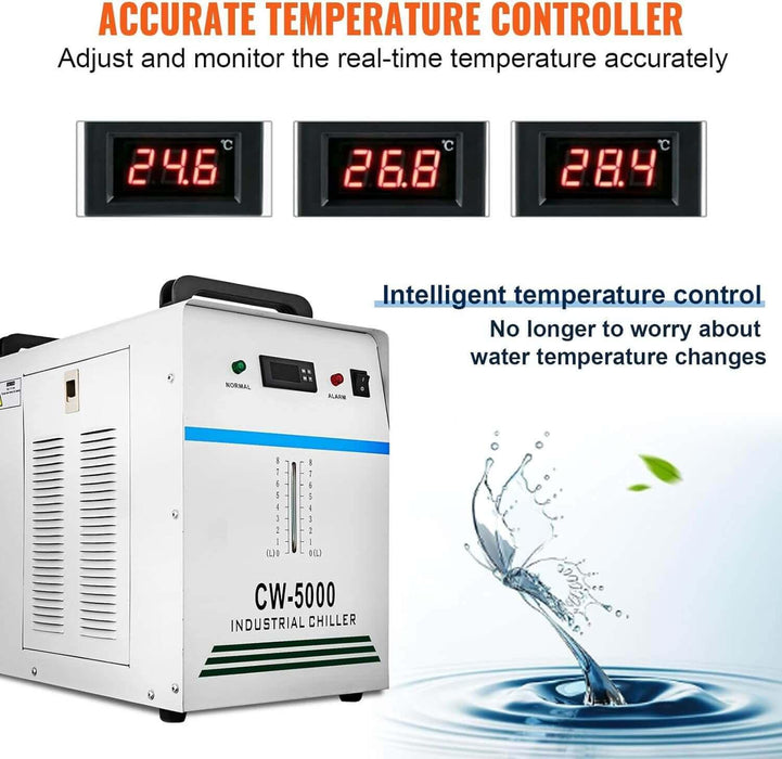 CW-5200 Industrial Water Chiller 6L Water Cooler 0.68kw 0.93hp Water Cooling System for CNC/130W/150W CO2 Laser Engraving - SIHAOTEC Laser